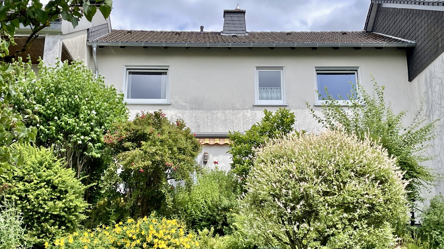 Blick vom Garten auf das Haus