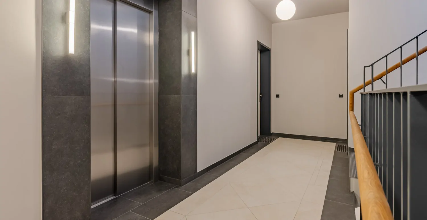 Beautiful stairwell with elevator