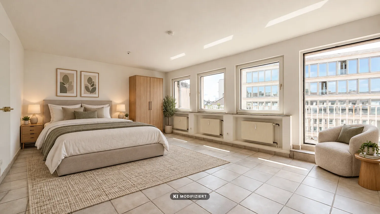 Wohnzimmer / Schlafzimmer KI-Bild