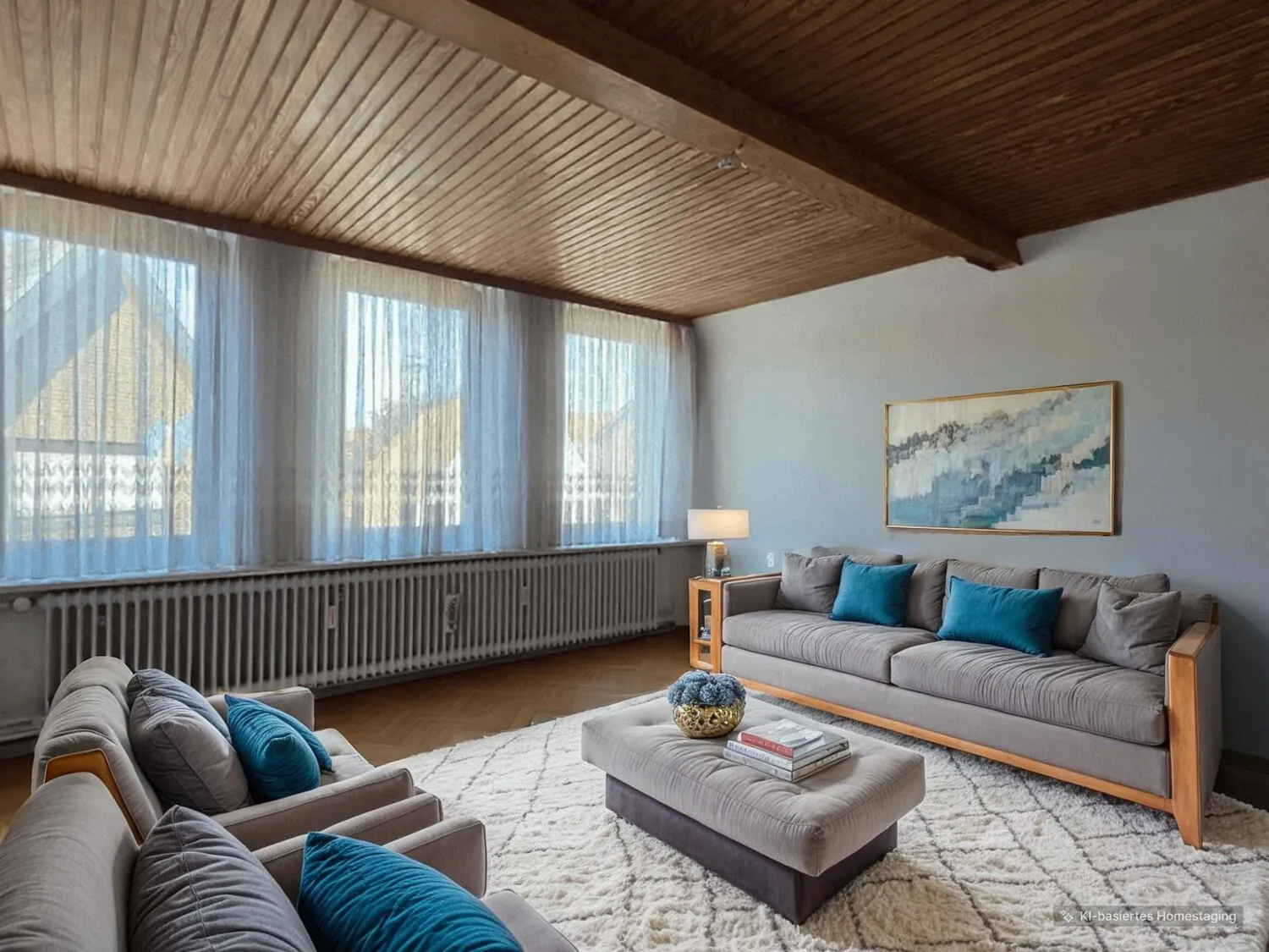 Wohnzimmer - möbliert durch KI