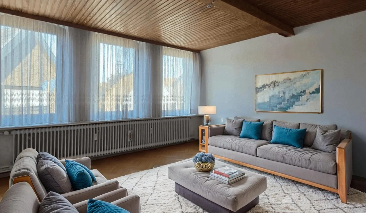 Wohnzimmer - möbliert durch KI