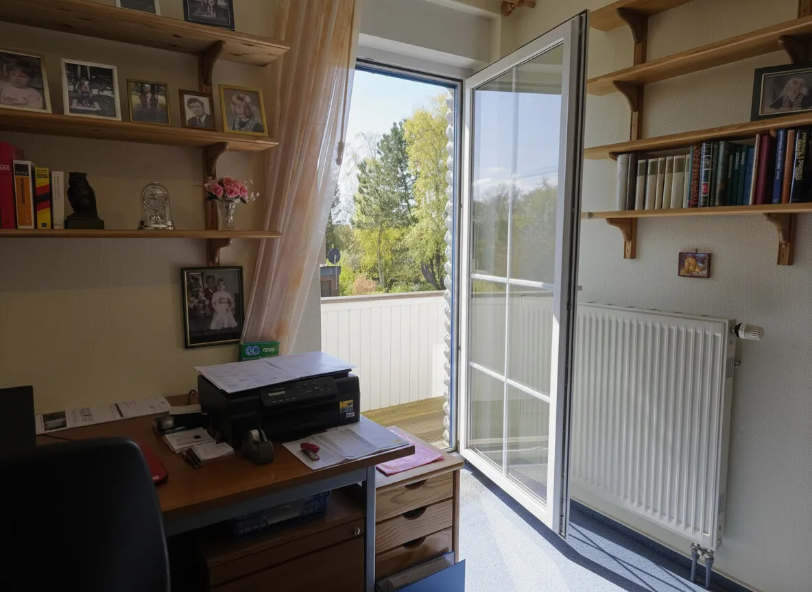 Arbeitszimmer mit Zugang zum Balkon
