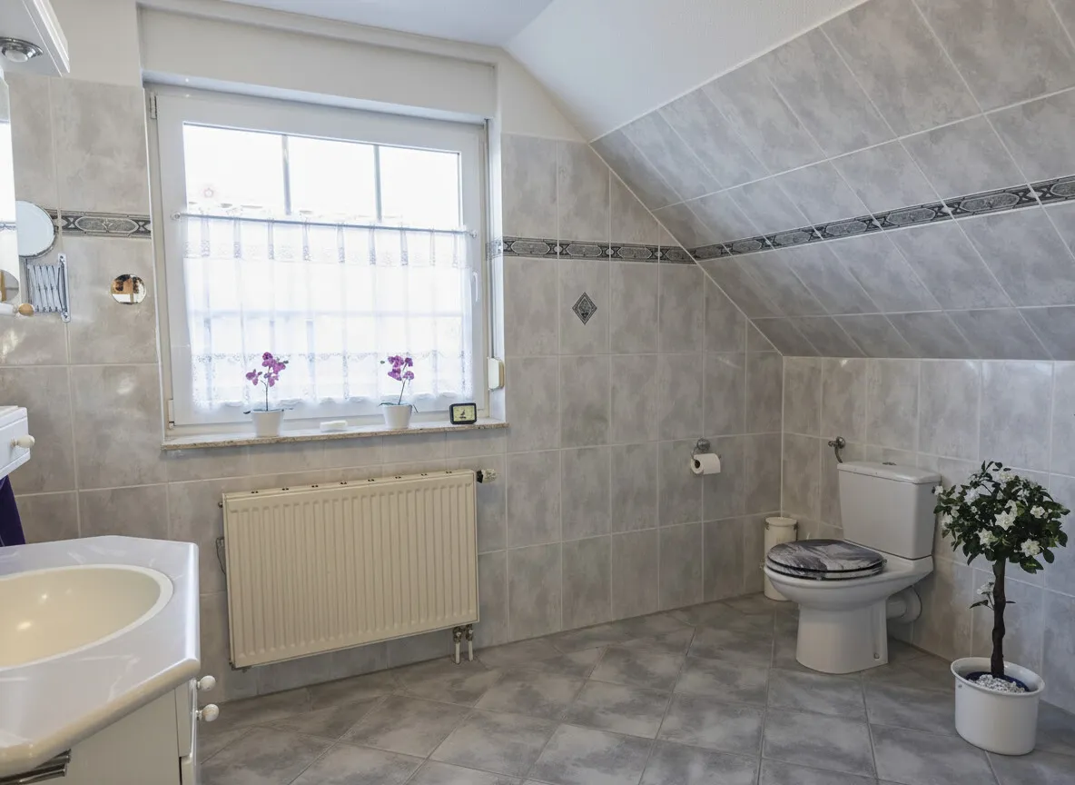 Wannenbad im Dachgeschoss mit Fenster