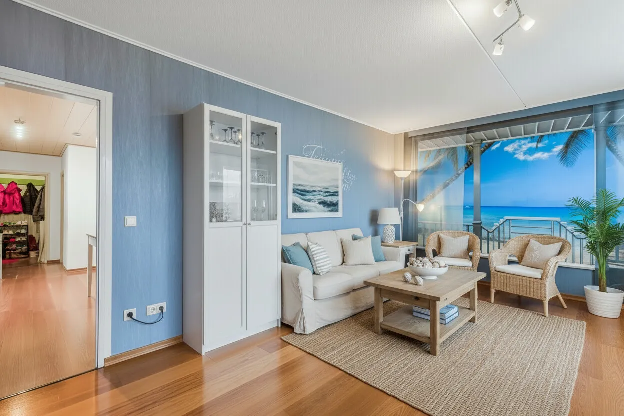 Wohnzimmer Ansicht II (Möblierungsvorschlag - KI)