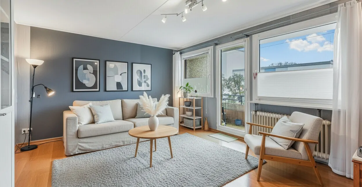 Wohnzimmer Ansicht I (Möblierungsvorschlag - KI)