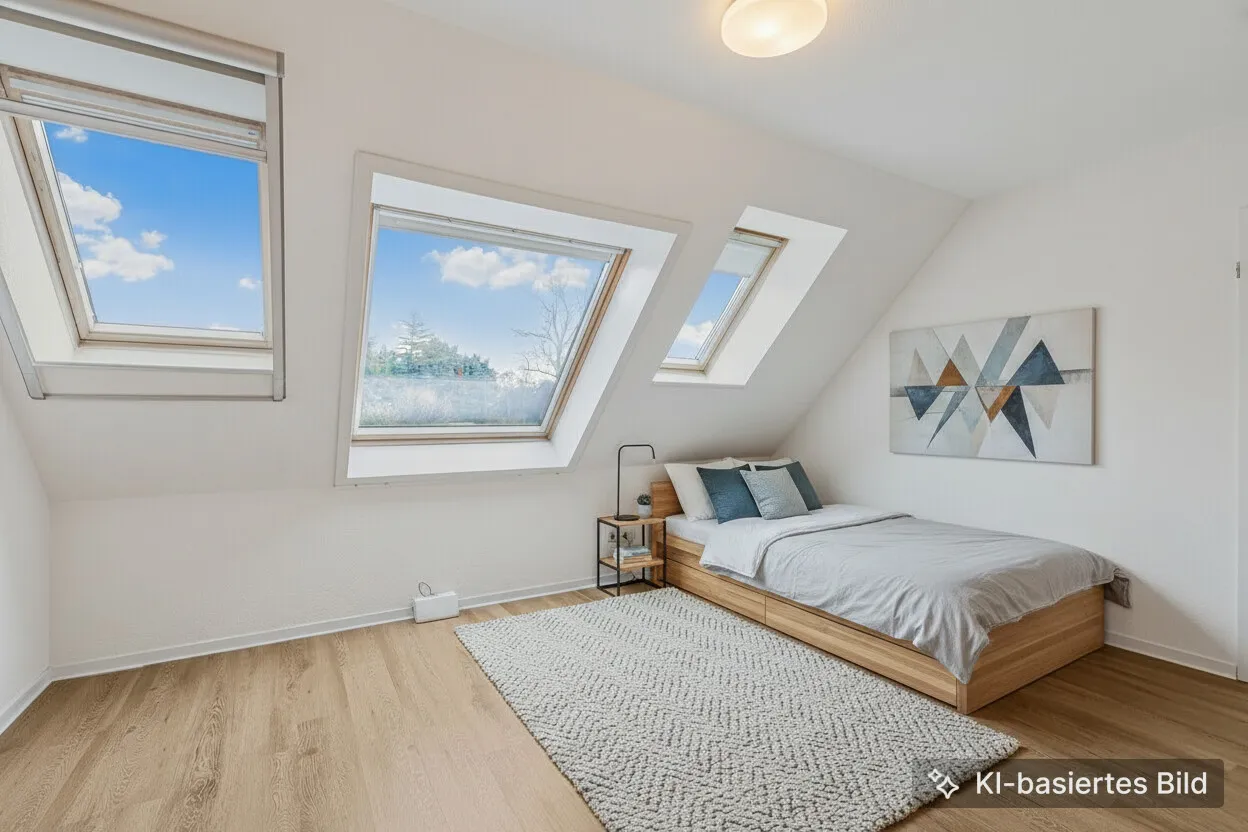 Schlafzimmer II, KI-möbliert