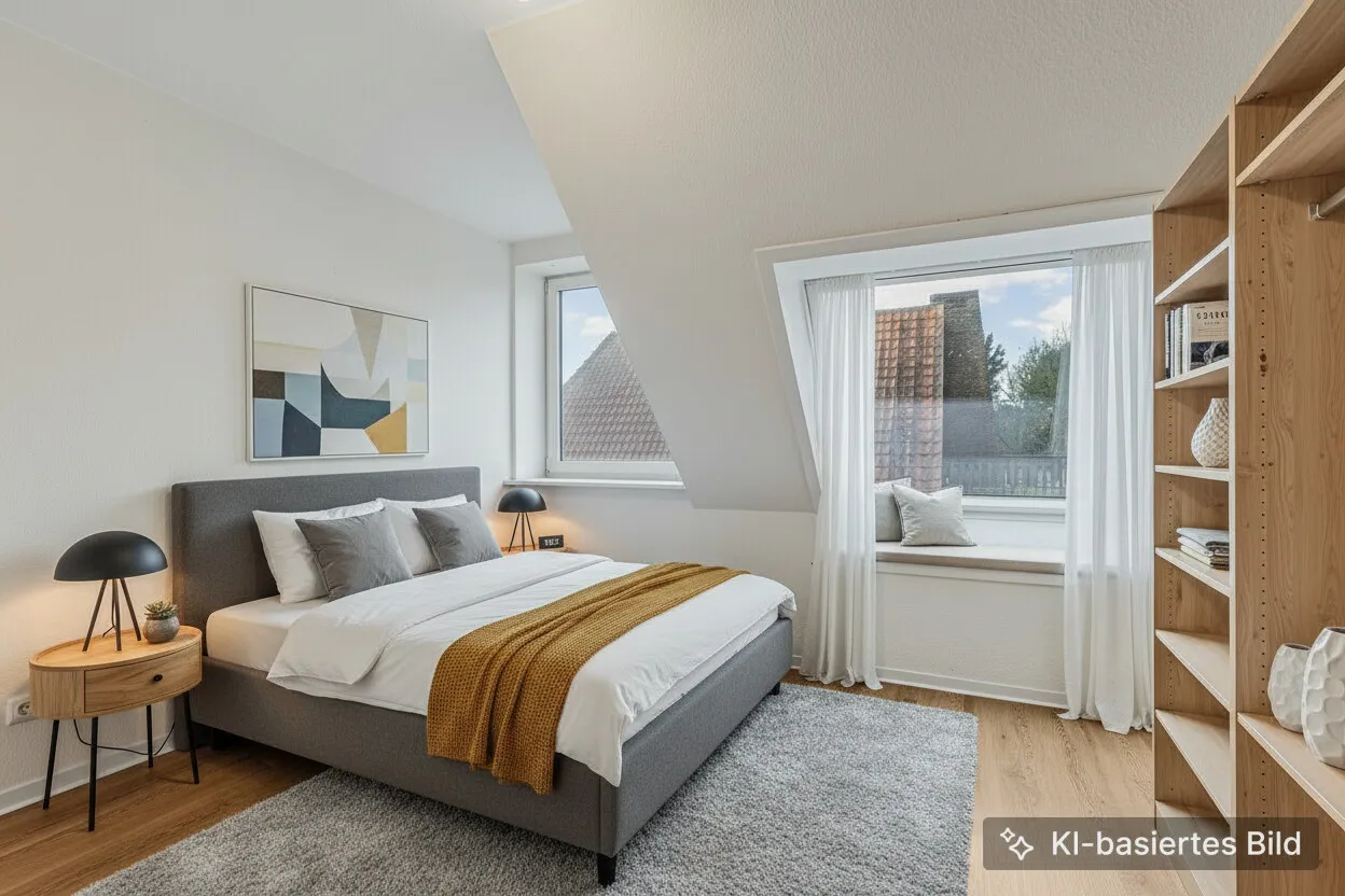 Schlafzimmer I, KI-möbliert