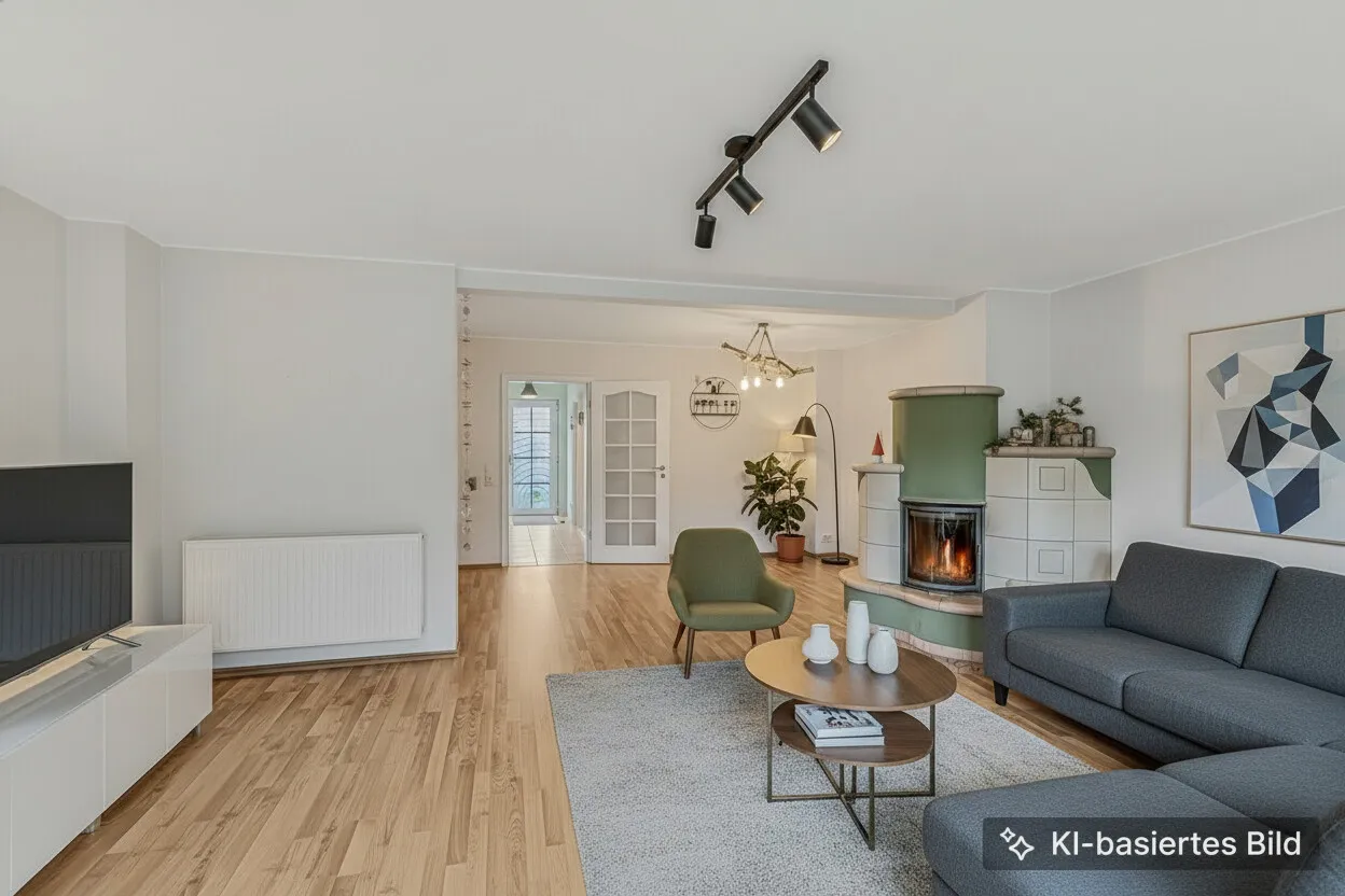 Wohnzimmer, KI-möbliert