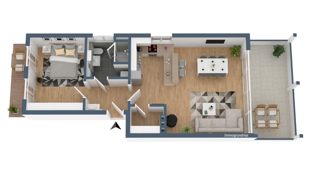 Grundriss, Wohnung 1.2