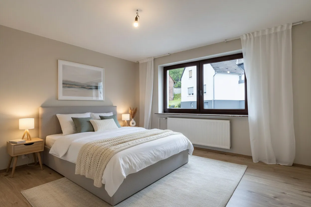 Schlafzimmer EG mit Einrichtungsbeispiel