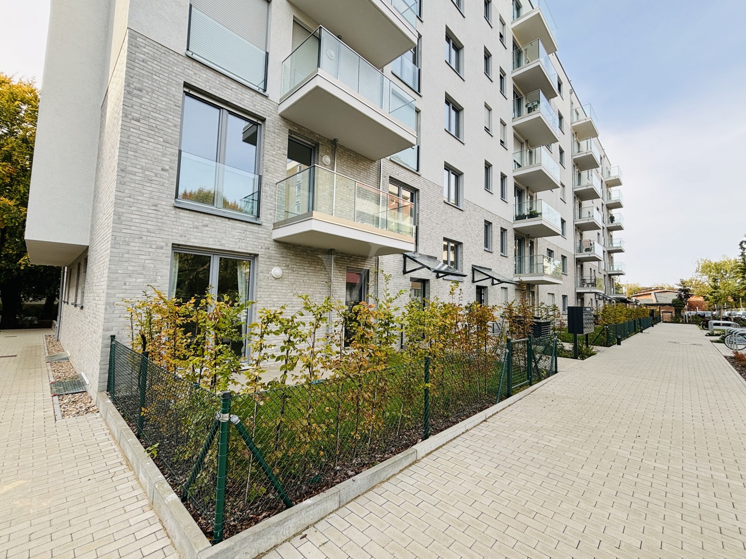 Terrasse mit Garten zur Wohnung