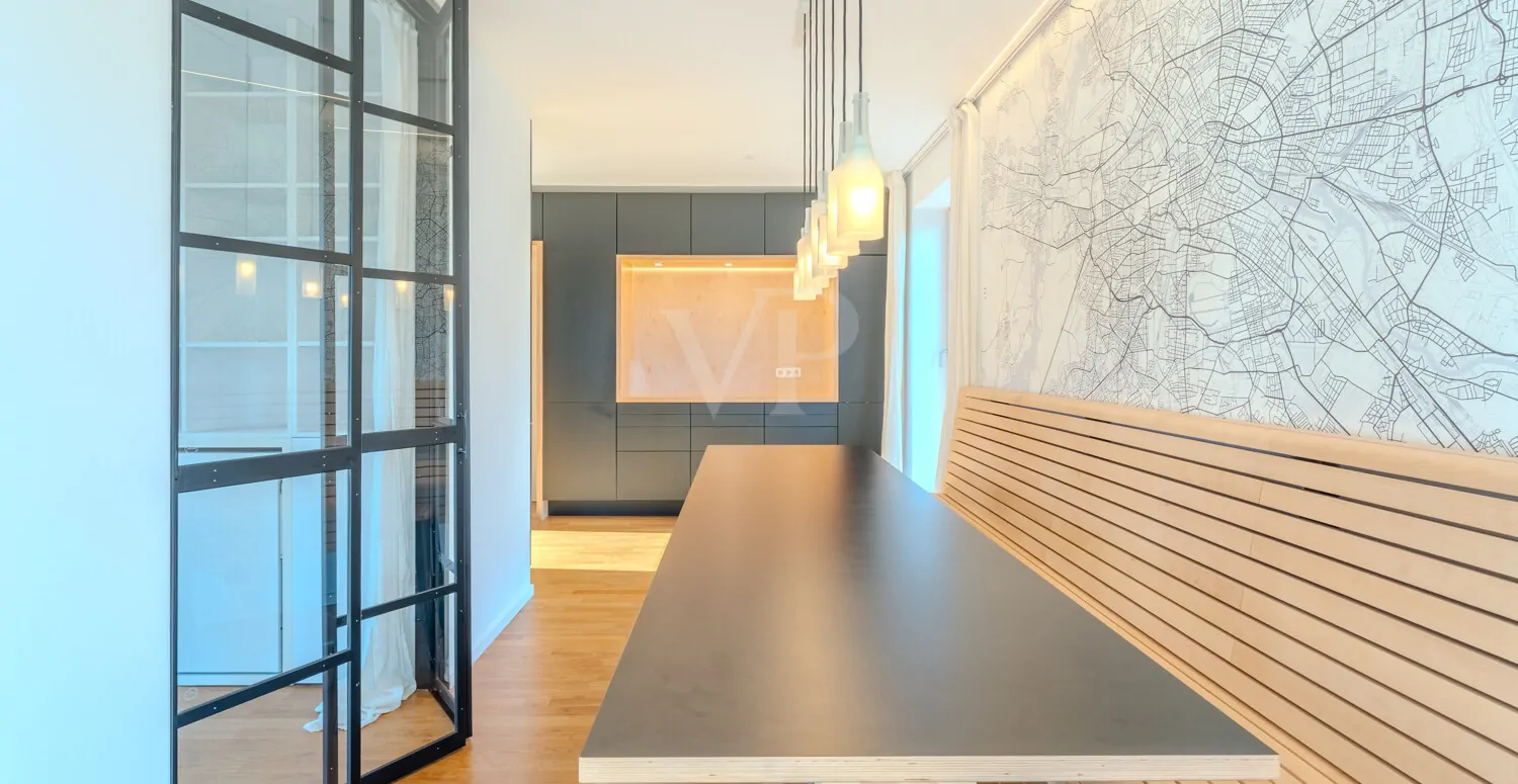 Blick vom Wohnzimmer Richtung Küche