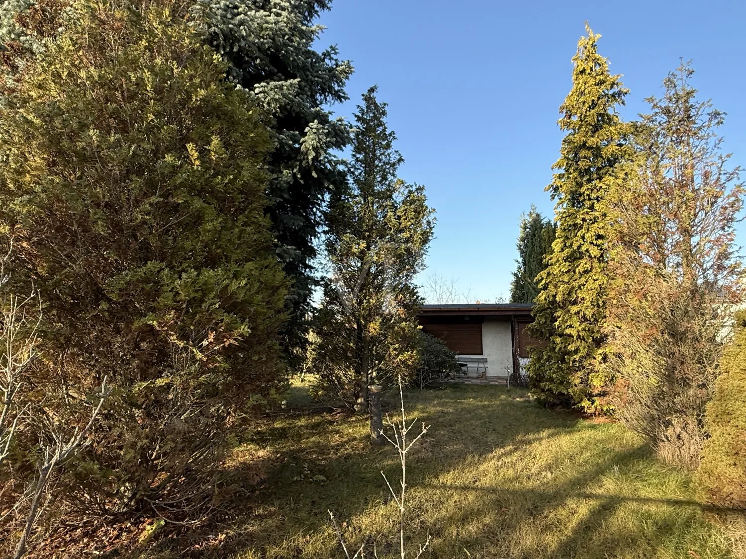 Blick auf den Freizeitbungalow