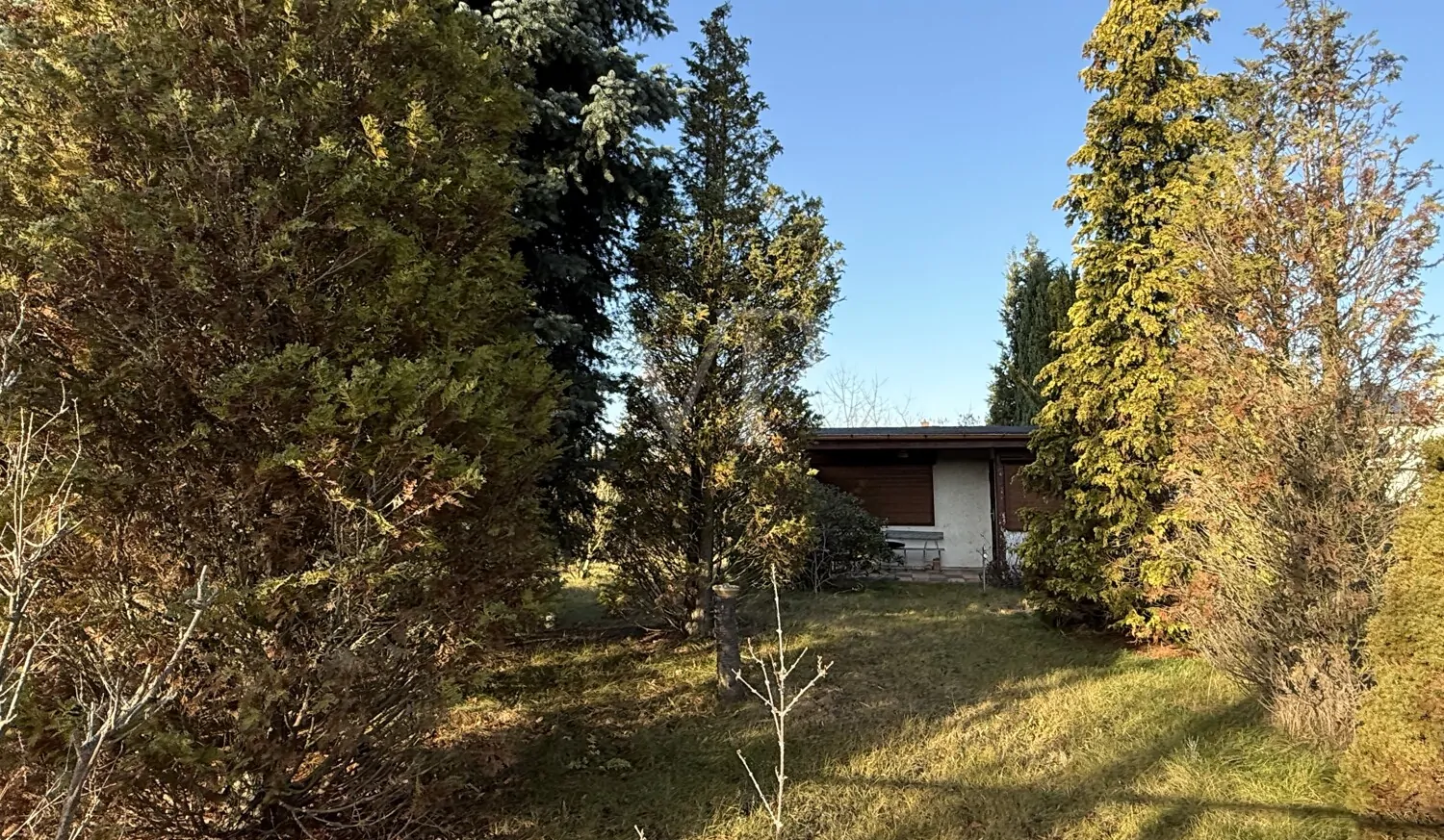 Blick auf den Freizeitbungalow