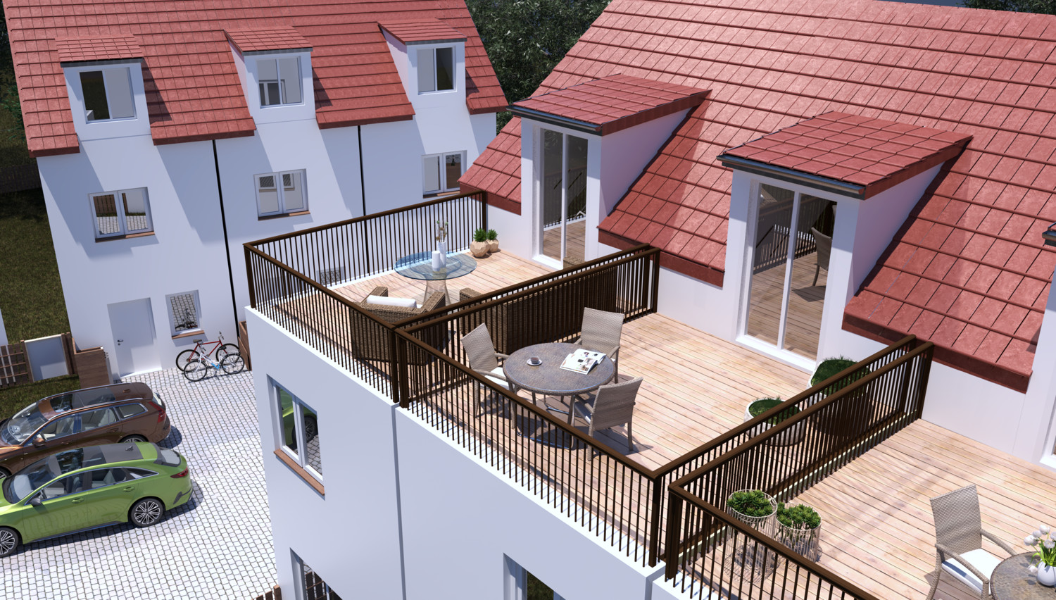 sonnige Dachterrasse mit Aussicht