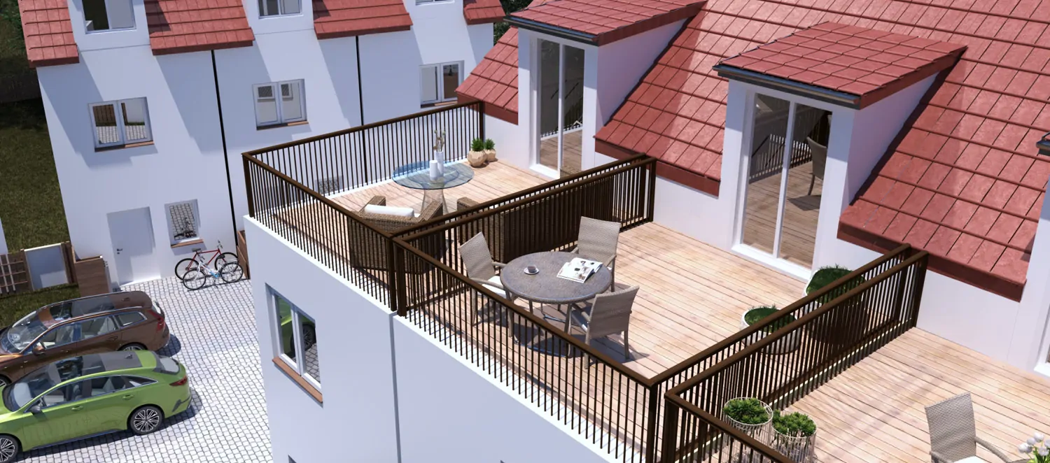 sonnige Dachterrasse mit Aussicht