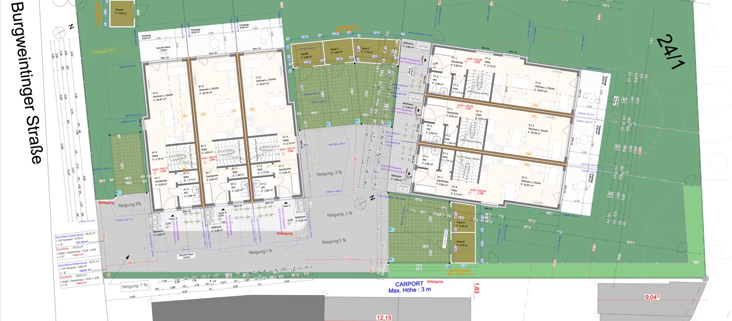 Lageplan Reihenhäuser