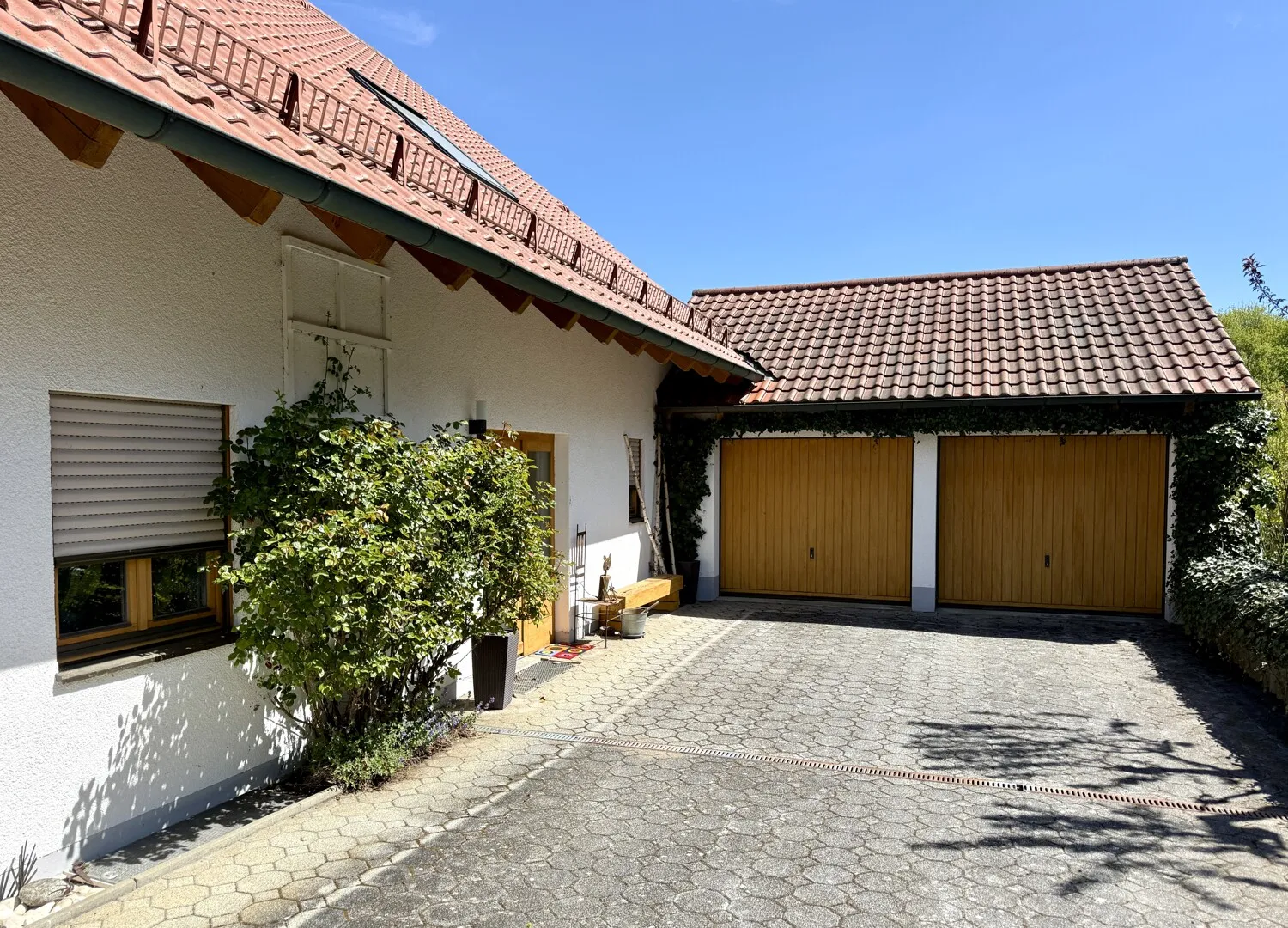Zufahrt mit Doppelgarage