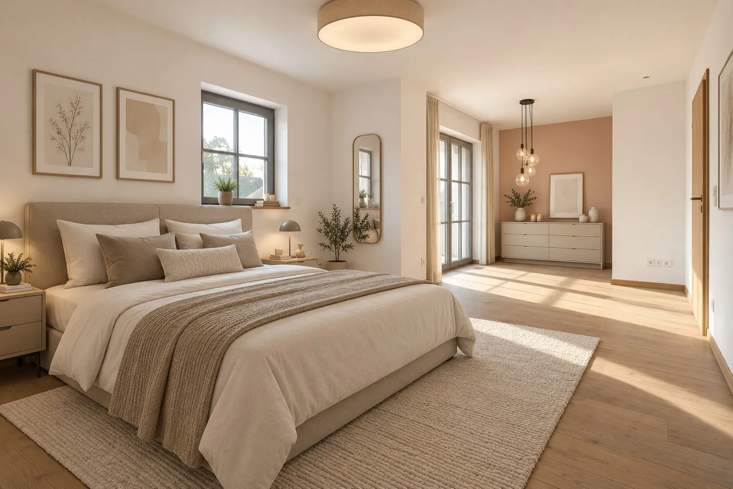 KI-Visualisierung Schlafzimmer mit Balkon