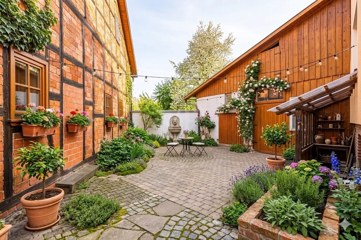 Gestaltungsmöglichkeit Innenhof - KI generiert