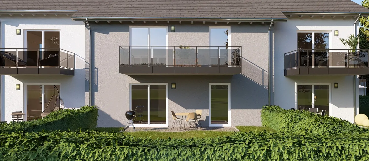 Nachhaltige und energieeffiziente 2-Zimmer Neubauwohnung mit gehobener Ausstattung, Garten und 2 Carportstellplätzen