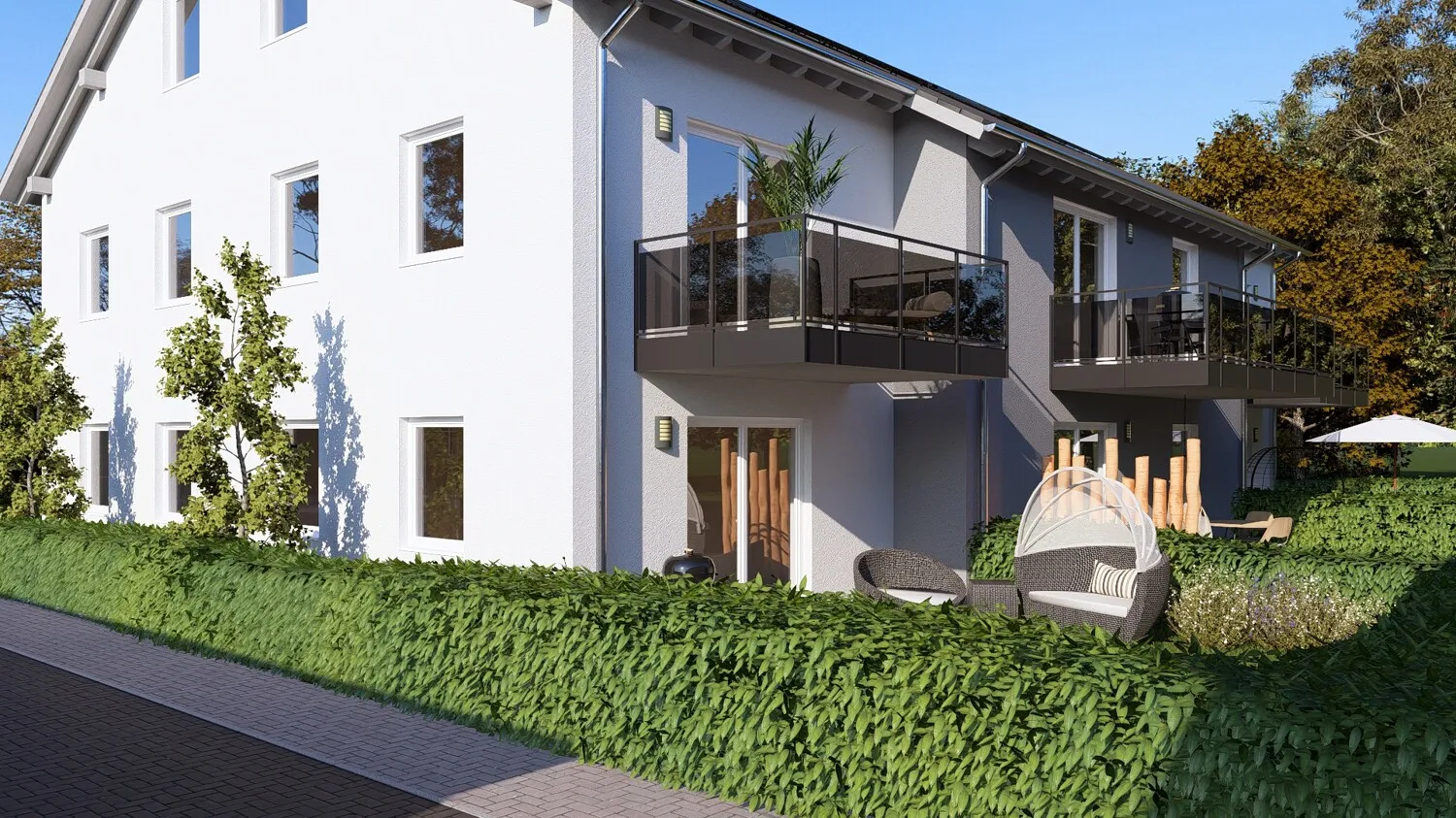 Nachhaltige und energieeffiziente 2-Zimmer Neubauwohnung mit gehobener Ausstattung, Garten und 2 Carportstellplätzen