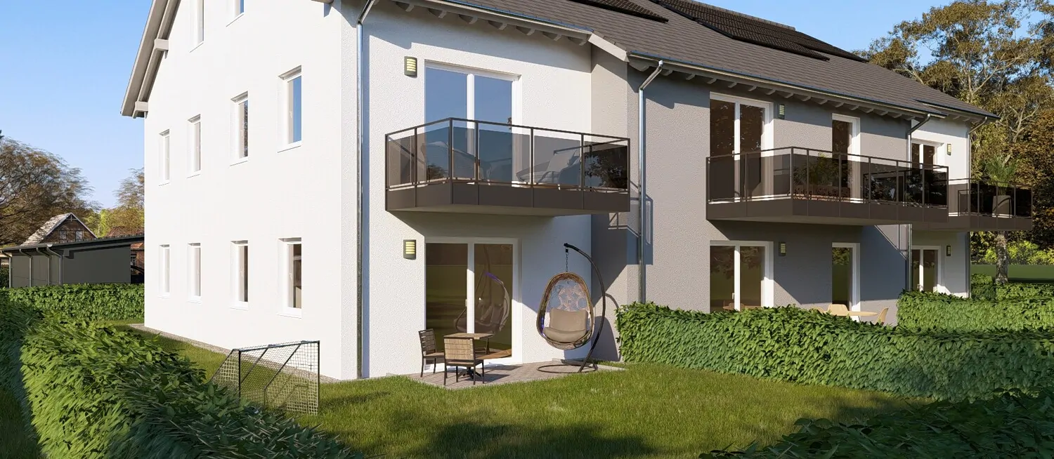 Nachhaltige und energieeffiziente 3-Zimmer Neubauwohnung mit gehobener Ausstattung, Balkon und 2 Carportstellplätzen