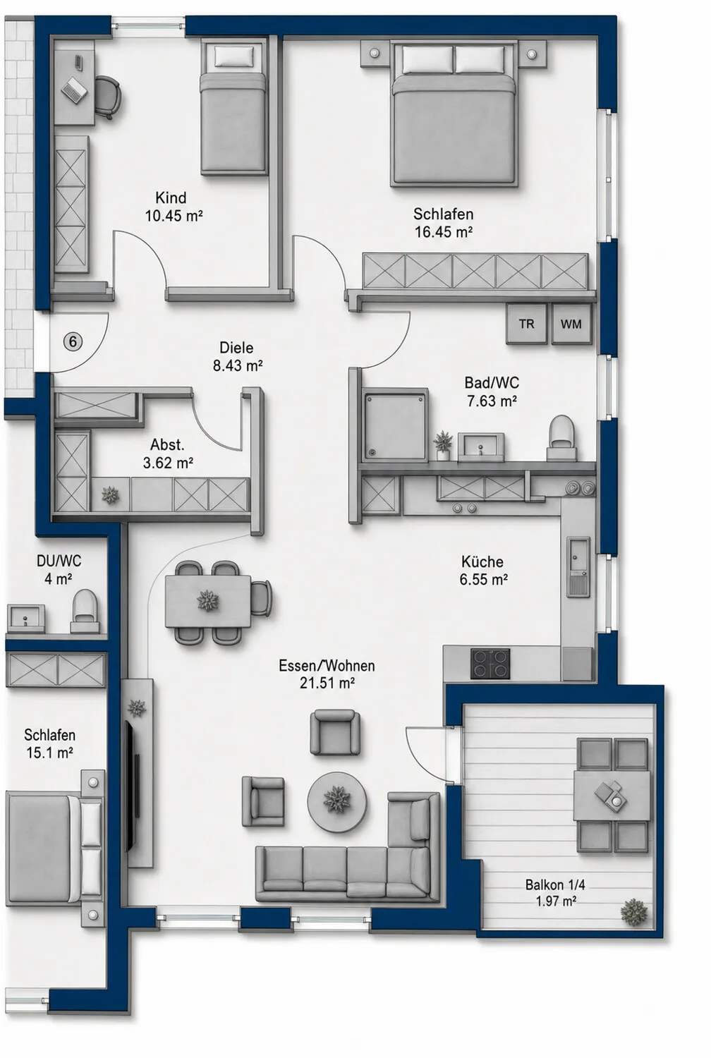 Grundriss Wohnung Nr. 6
