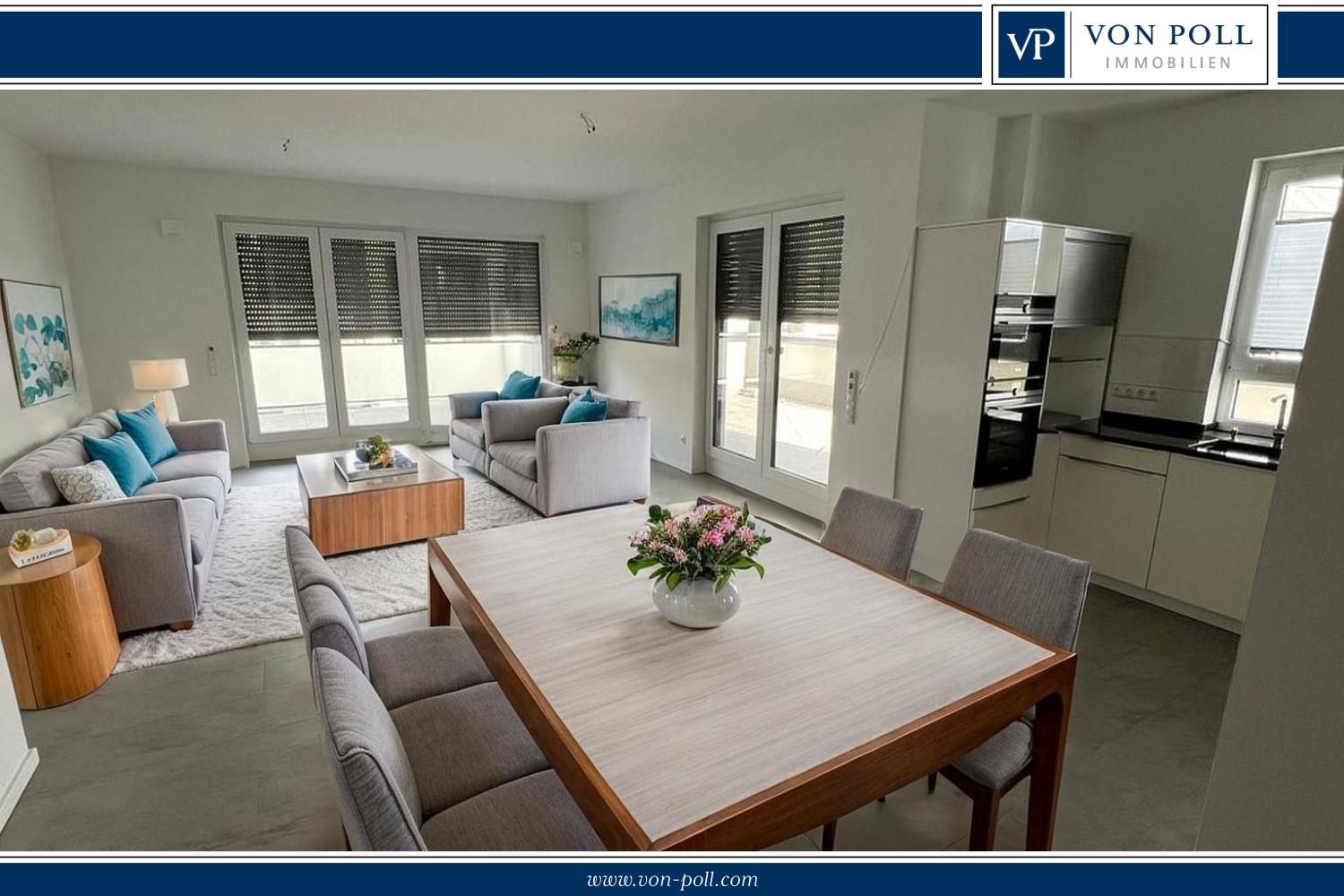 Neuwertiges Penthouse, große Süd-West Terrasse, 2 TG-Stellplätze mit Wallbox, Energieeffizienz A+