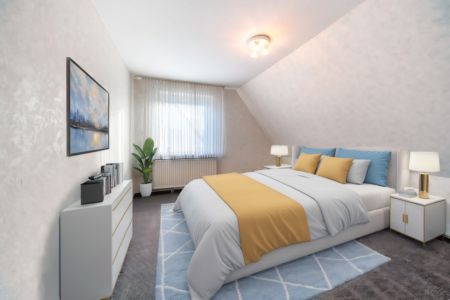 Schlafzimmer DG Wohnbeispiel mit KI