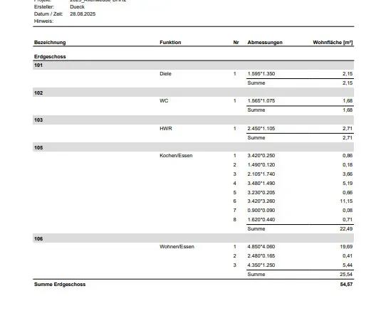 1 EG Wohnflächenberechnung DHH Gänseweg -