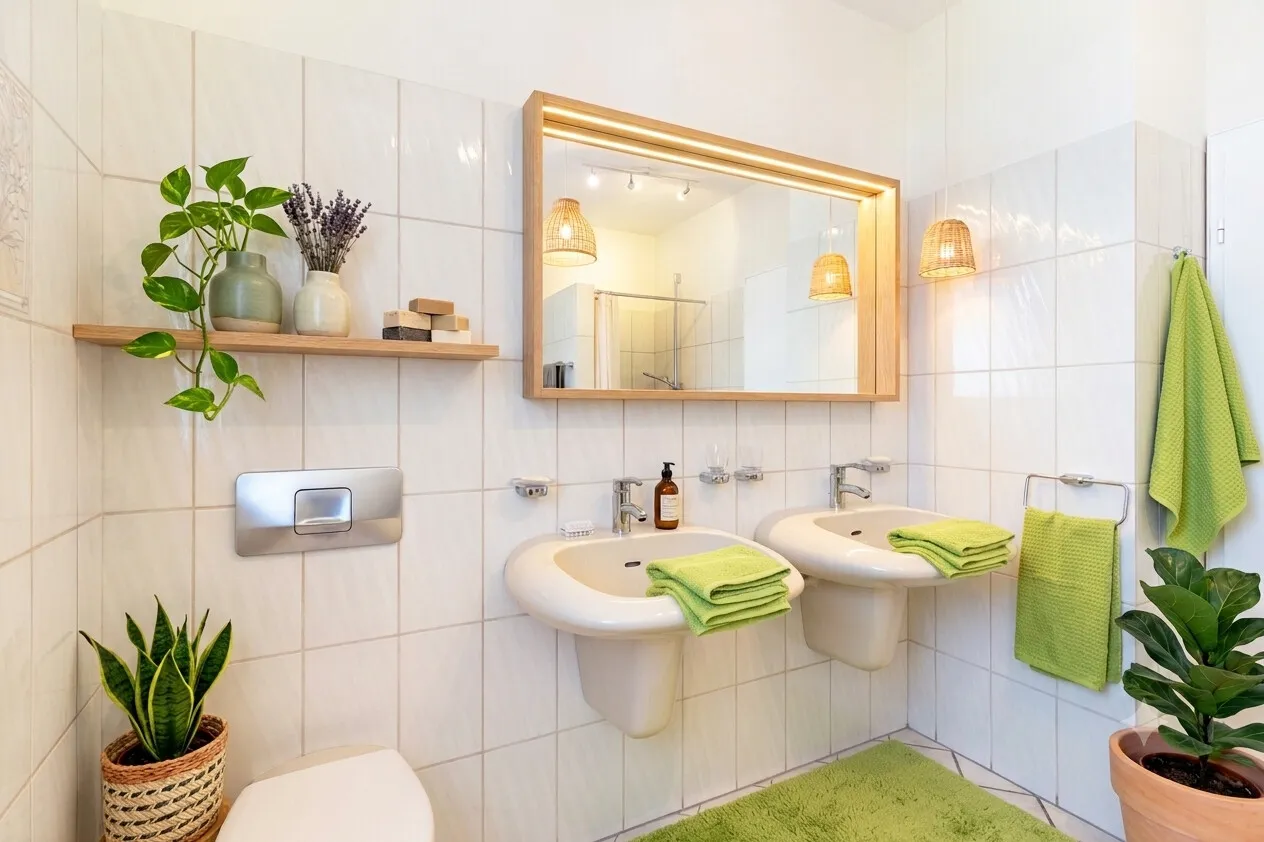 KI Doppelwaschbecken im Familienbad