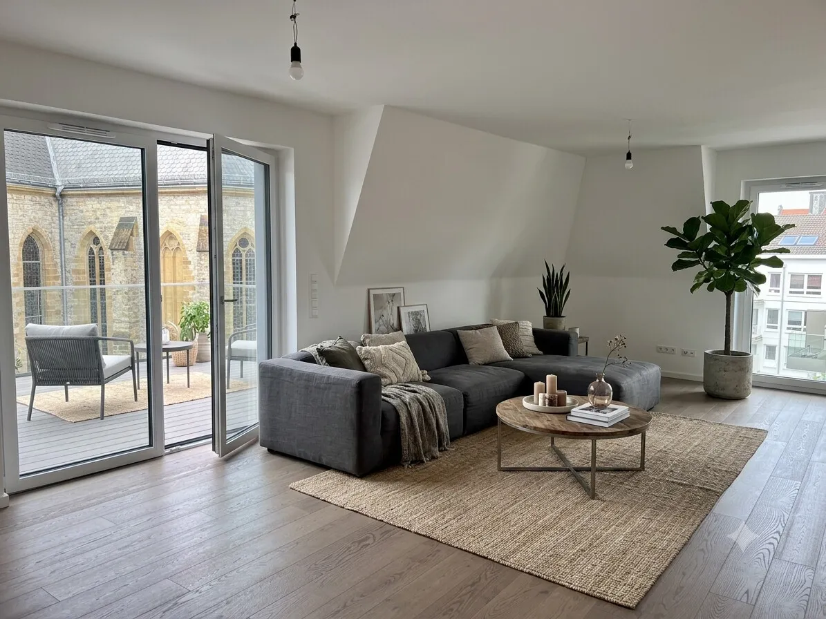 Wohnbereich mit Zugang zur Dachterrasse - Wohnbeispiel