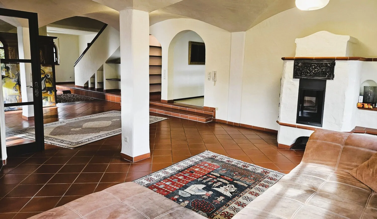 Blick Wohnbereich mit Kaminofen