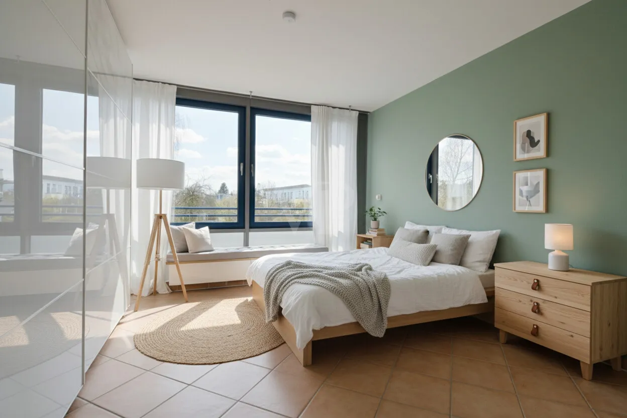 Schlafzimmer unten - KI basiertes Einrichtungsbeispiel