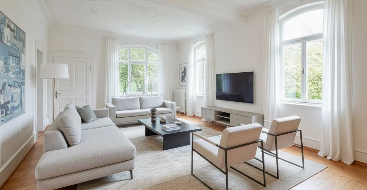 Einrichtungsbeispiel Wohnzimmer, KI-generiert