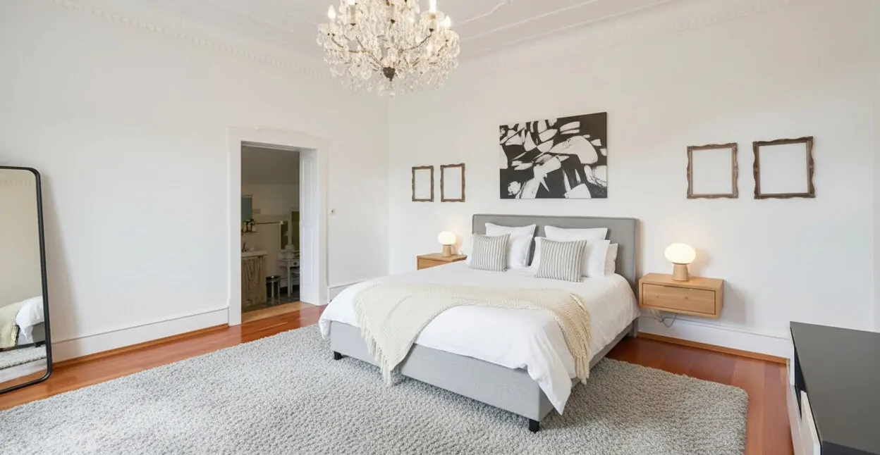 Einrichtungsbeispiel Schlafzimmer, KI-generiert