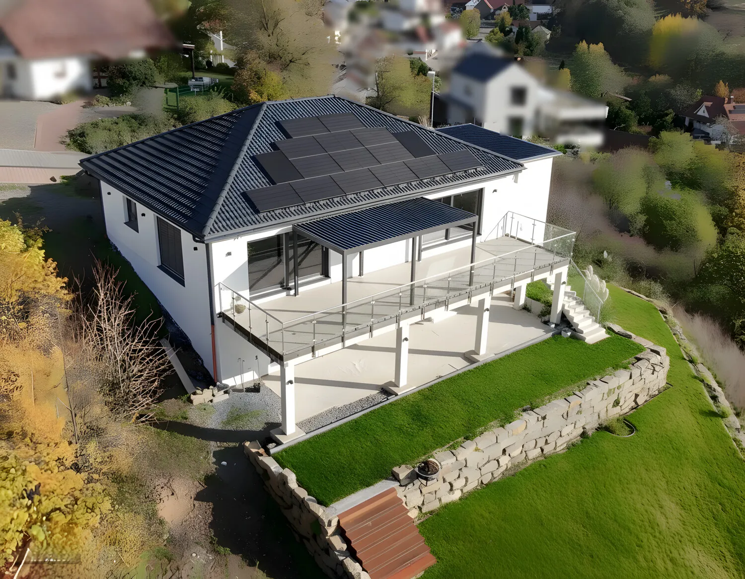 Hinteransicht Neubauvilla