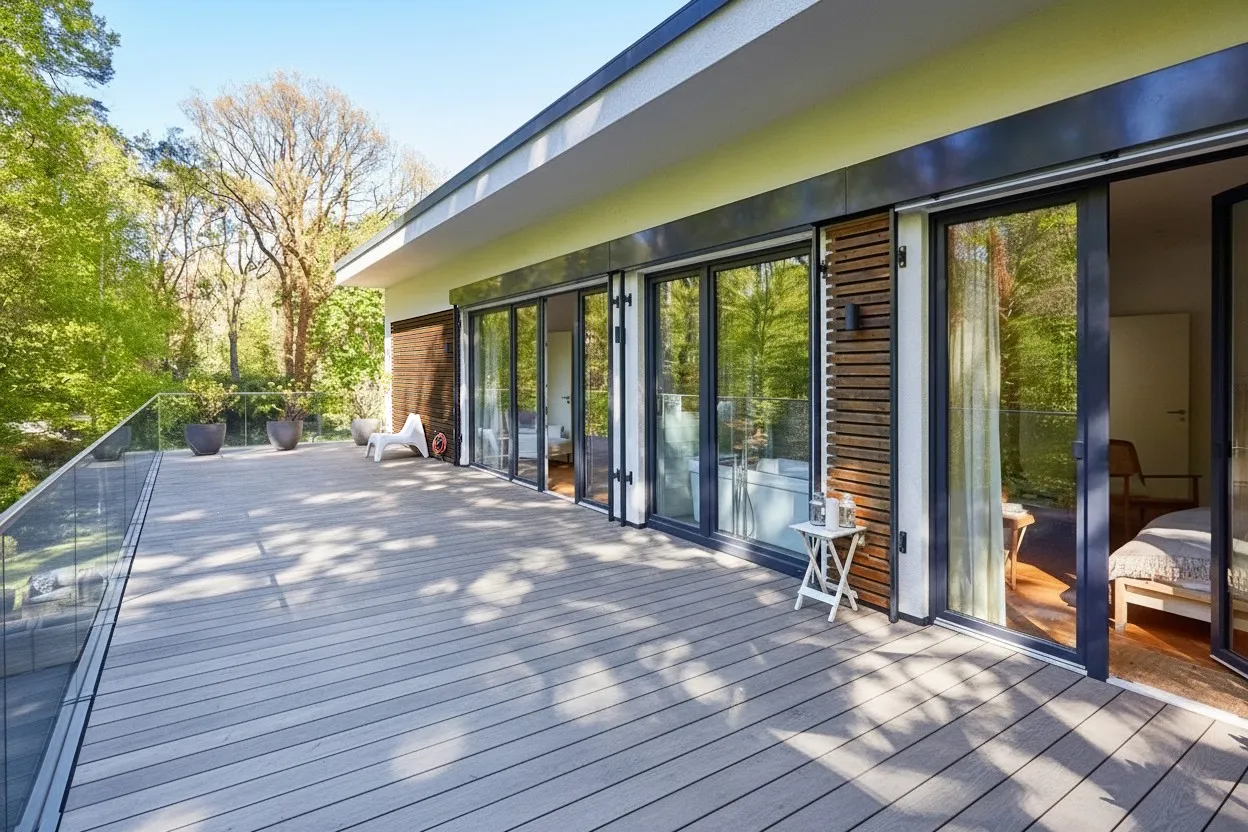 Großer Balkon vor den Schlafzimmern und dem großen Badezimmer