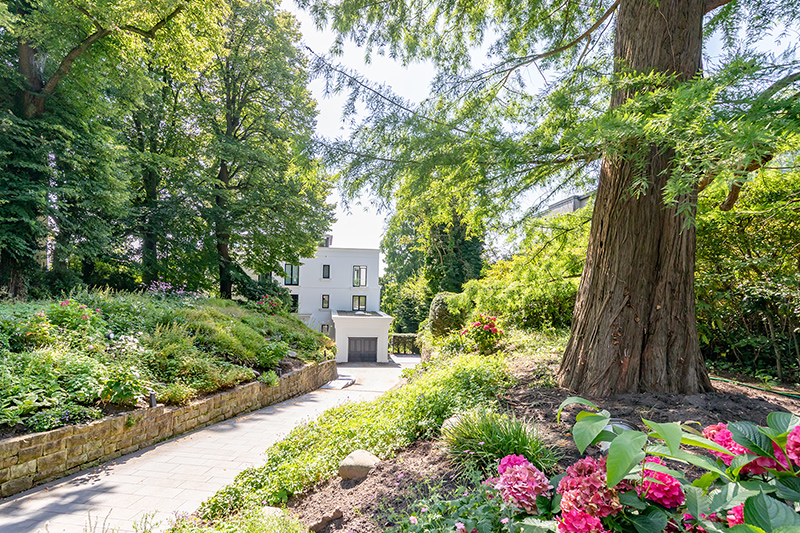 Beautiful private road leading to an exclusive apartment building