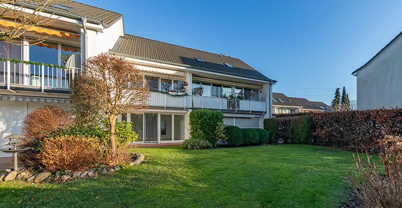 Gartenansicht der Wohnung im Erdgeschoss