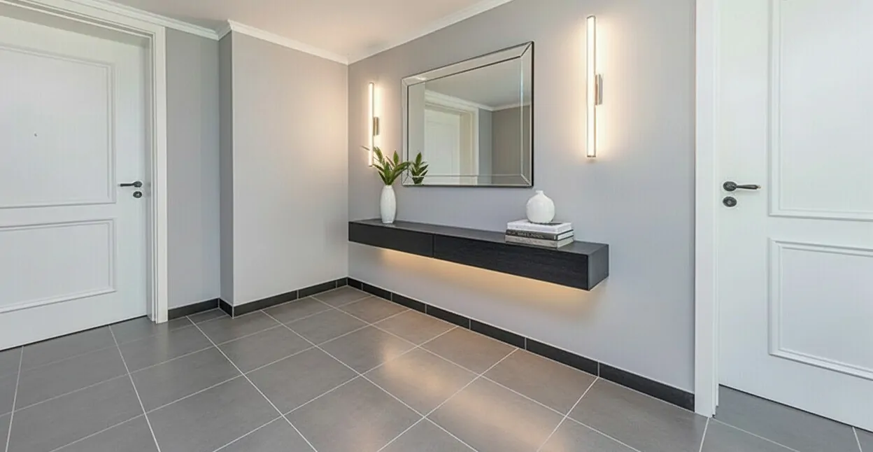 (KI) Entrée und Fahrstuhlzugang im Penthouse mit zwei zusammengelegten Wohnungen (KI)