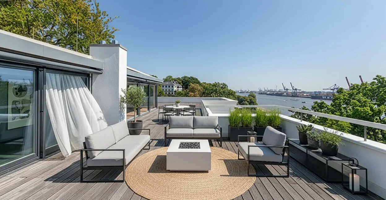 (KI) Weitläufige Dachterrasse mit sensationellem Blick! (KI)