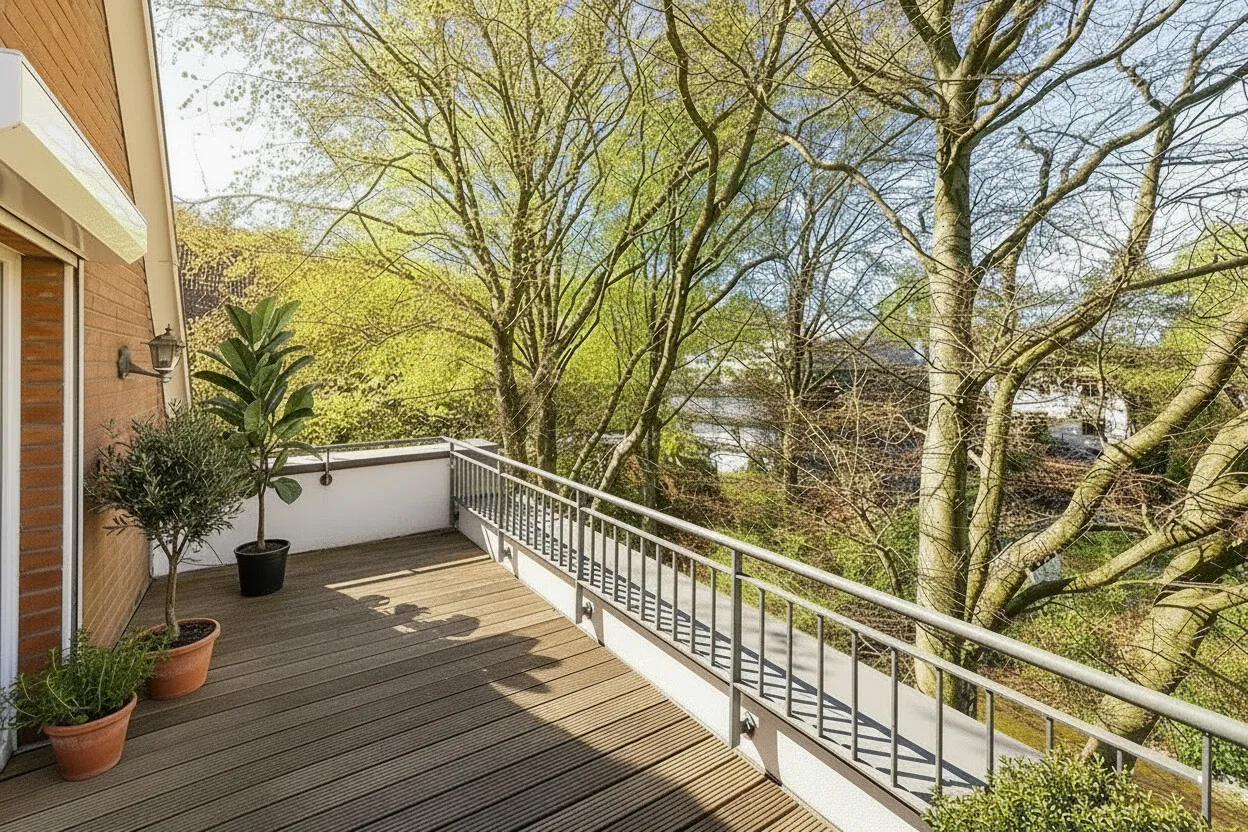 Morgensonne auf dem großen Südwest-Balkon