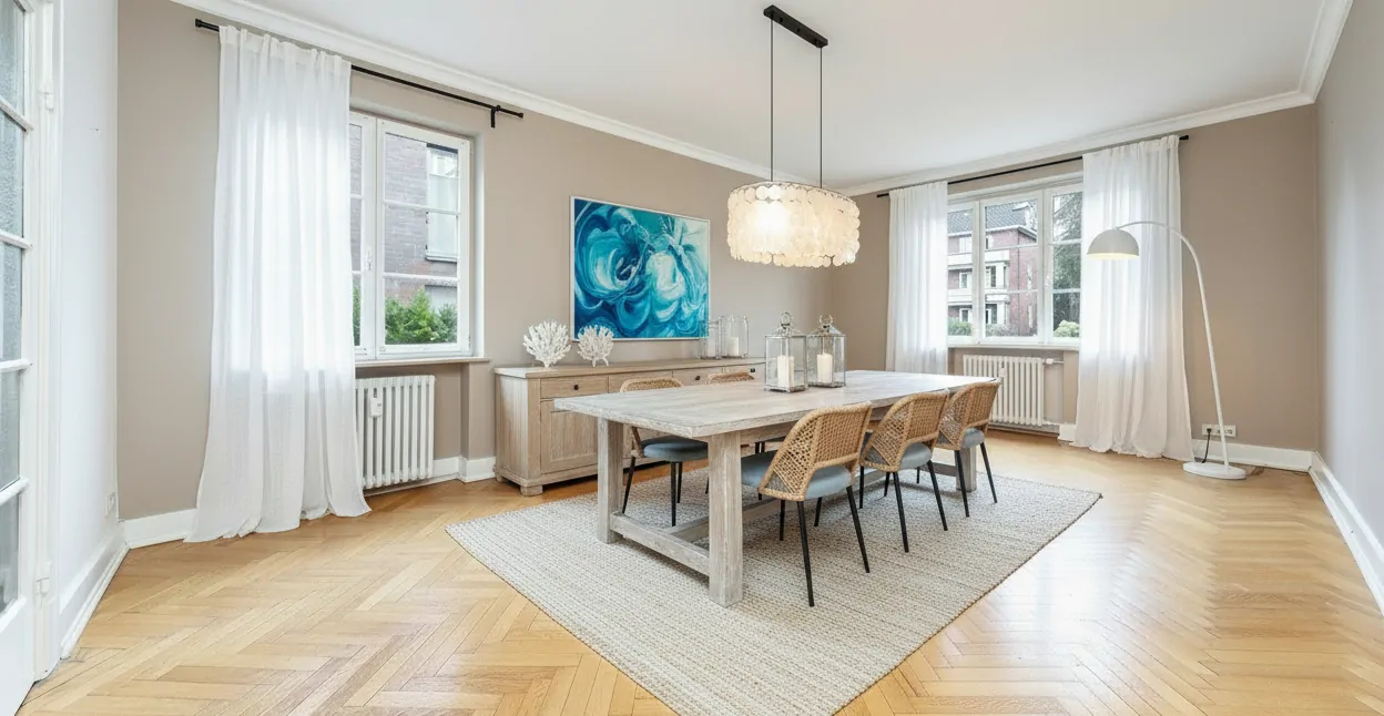 Lichtdurchflutetes Esszimmer, Vorderzimmer