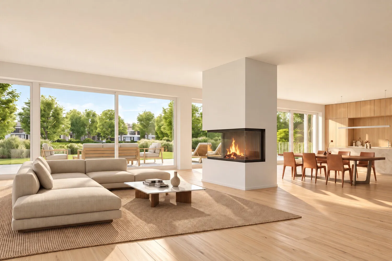 Wohnzimmer mit Kamin