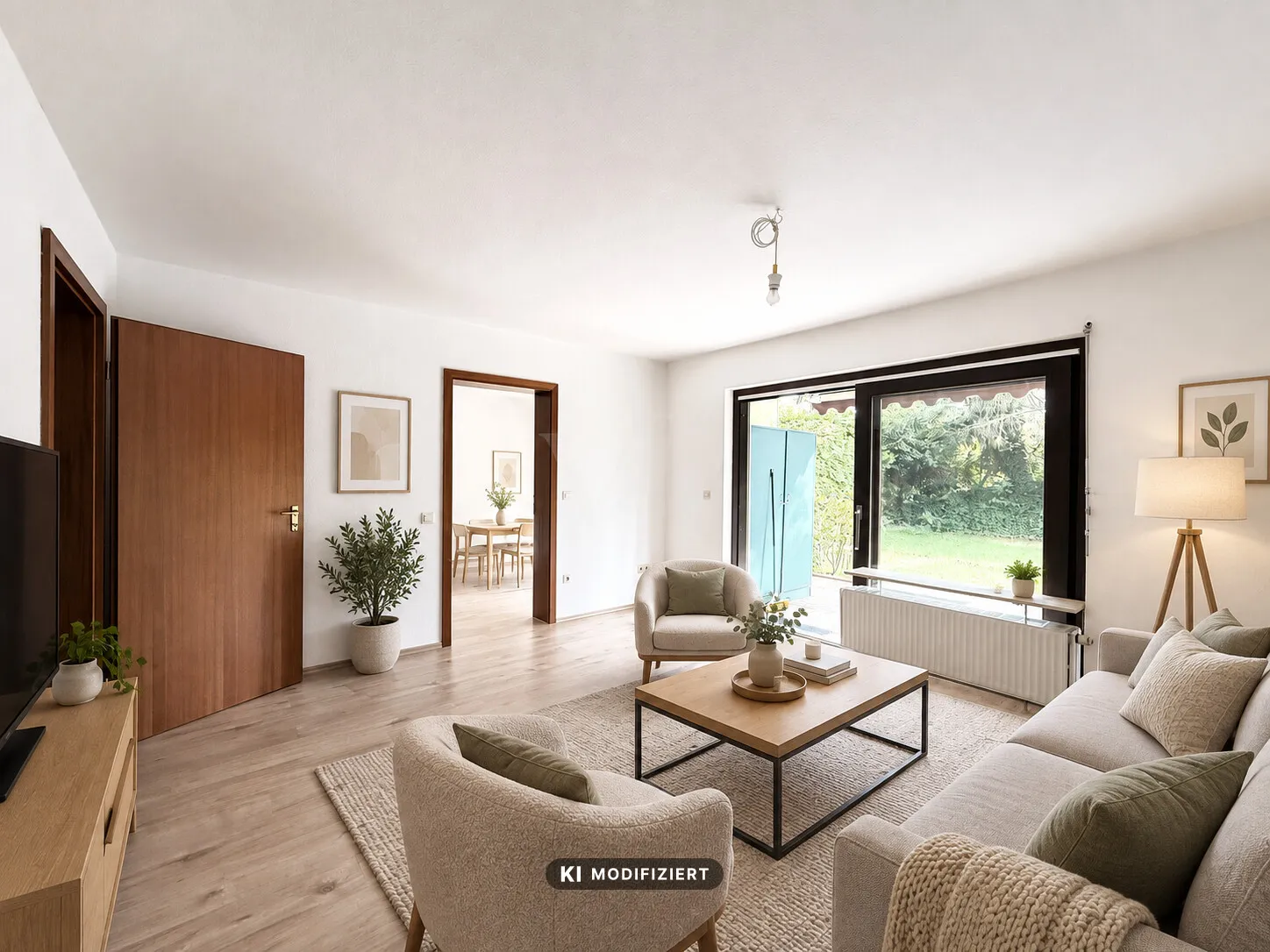 Wohnzimmer Einliegerwohnung KI möbliert