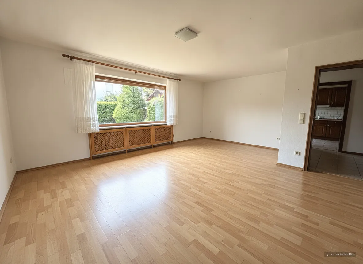 Wohnzimmer ohne Möbel mit Parkettboden