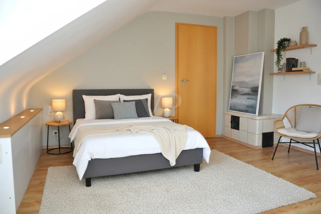 Schlafzimmer Einrichtungsbeispiel (KI)