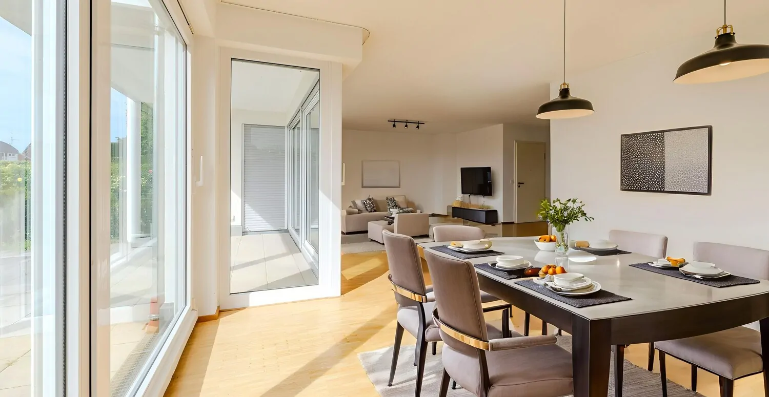 Wohn- und Essbereich KI Staging